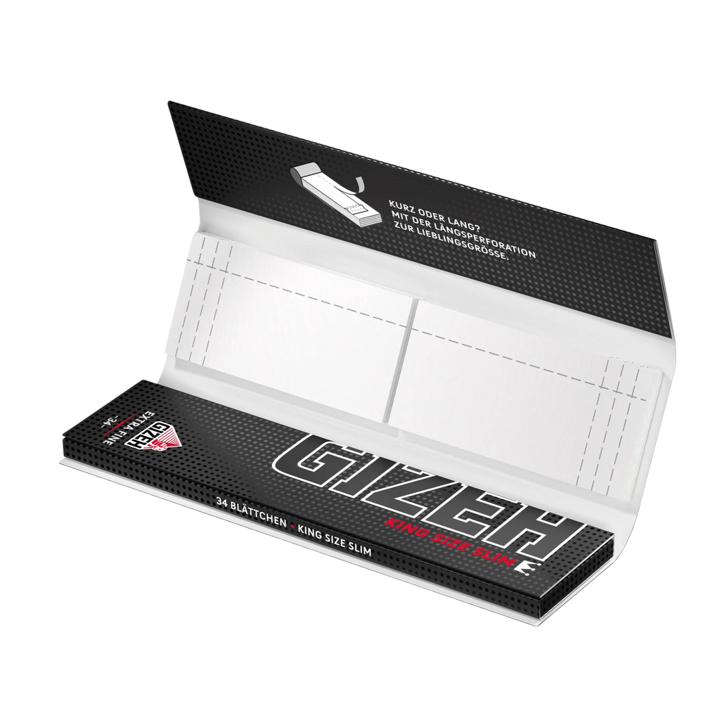 Extra Fine Black King Size Slim Papers + Tips | GIZEH