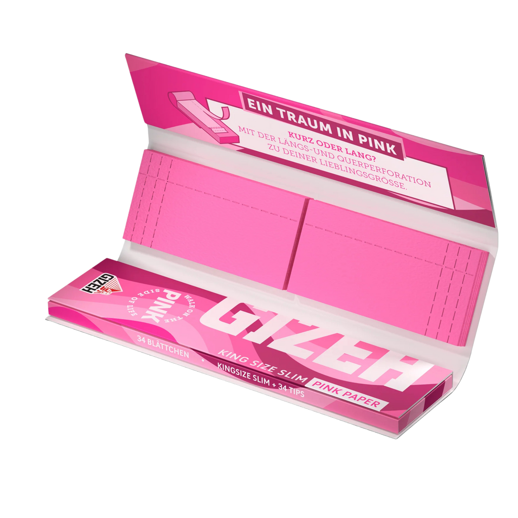 ALL PINK King Size Slim Papers + Tips | GIZEH