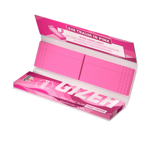 ALL PINK King Size Slim Papers + Tips | GIZEH