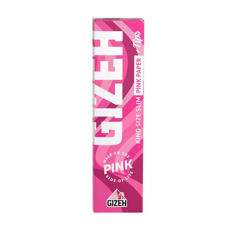 ALL PINK King Size Slim Papers + Tips | GIZEH