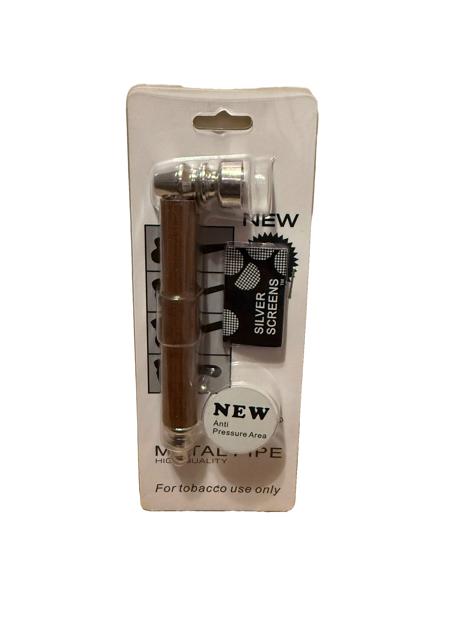 Metall / Holz Pipe mit Ersatz-Sieb – braune Tabakpfeife inkl. Silver Screens